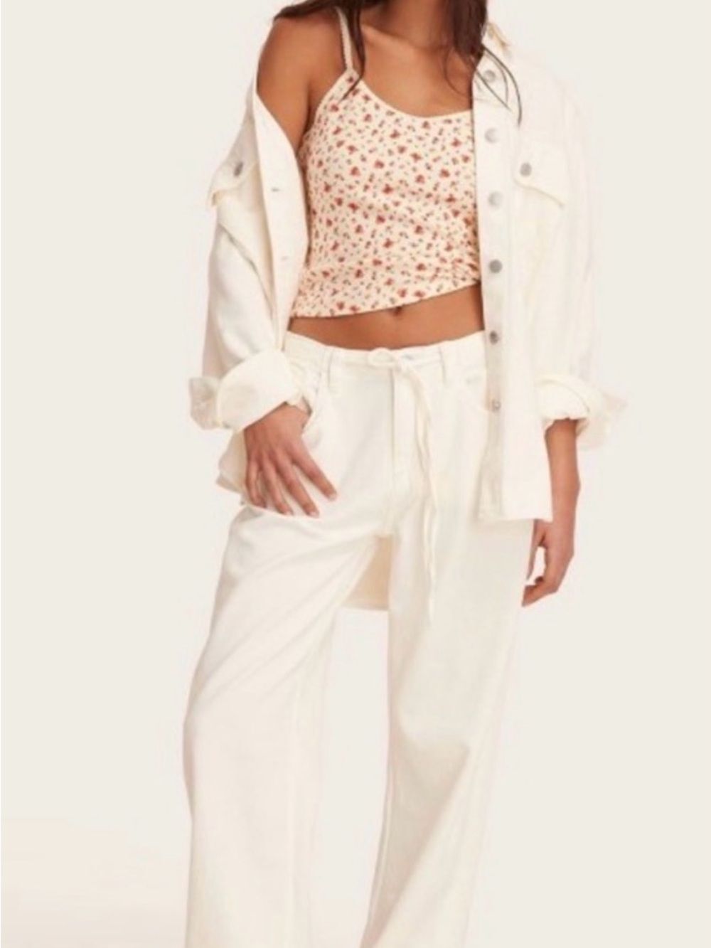 NWT Parke x Target Baggy Drawstring Jeans - Cream Size 8